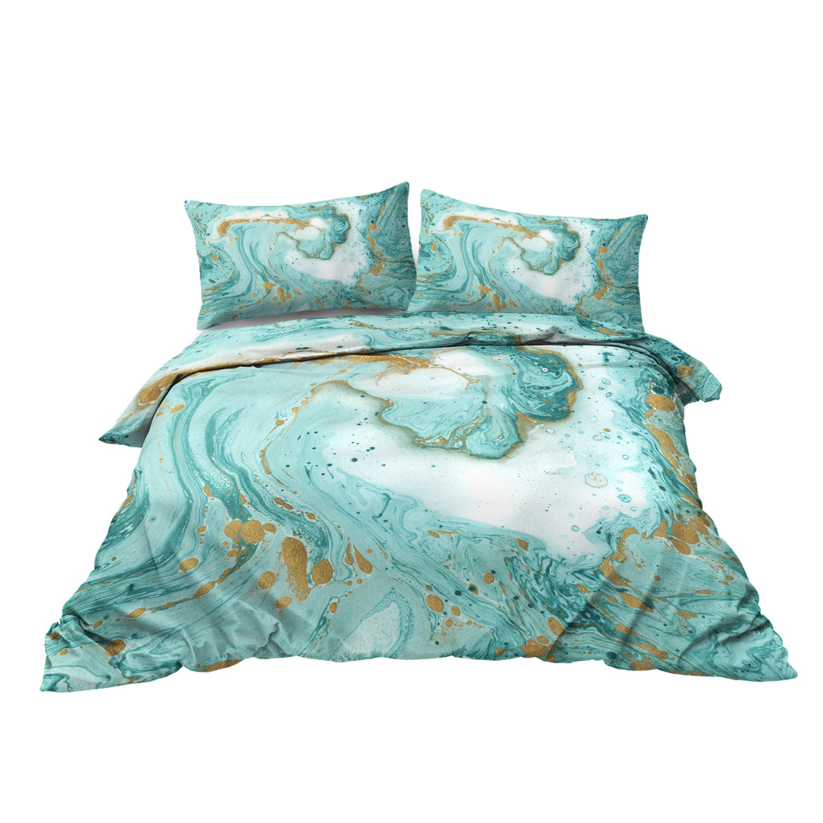 Chic Girly Marble Duvet Cover Mint Gold Glitter Turquoise Bedding Comforter Set Abstract Aqua Teel Blue Duvet Cover - Image 6