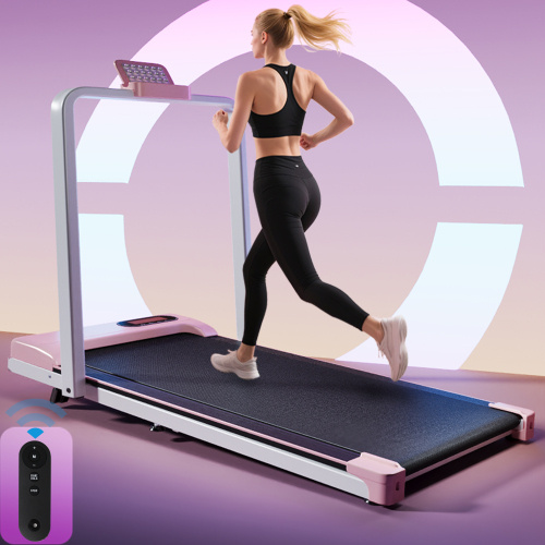 Folding Treadmill With Handrail & Adjustable Incline, 1-10 Km H Running Machine, Space Saving Low Noise Design, LED Display, Phone Holder, Remote Control, Transport Wheels Plug, Pink. - Image 9