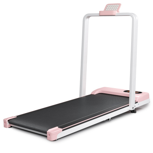 Folding Treadmill With Handrail & Adjustable Incline, 1-10 Km H Running Machine, Space Saving Low Noise Design, LED Display, Phone Holder, Remote Control, Transport Wheels Plug, Pink. - Image 3