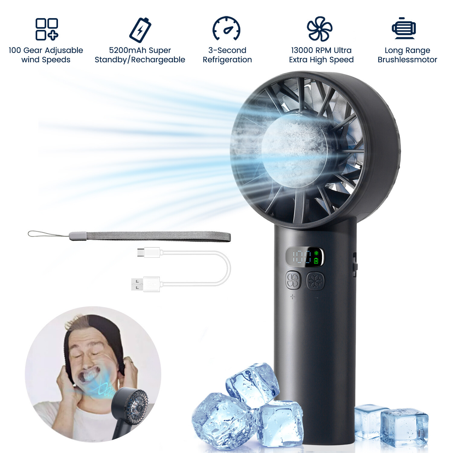 VIRAL Handheld Portable Fan Adjustable Turbo Mini Fans, 5000mAh Battery Free UK Wide Shipping - Image 7