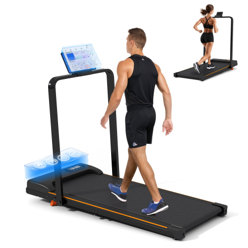 Folding Treadmill With Handrail & Adjustable Incline, 1-10 Km H Running Machine, Space Saving Low Noise Design, LED Display, Phone Holder, Remote Control, Transport Wheels Plug, Pink. - Image 7
