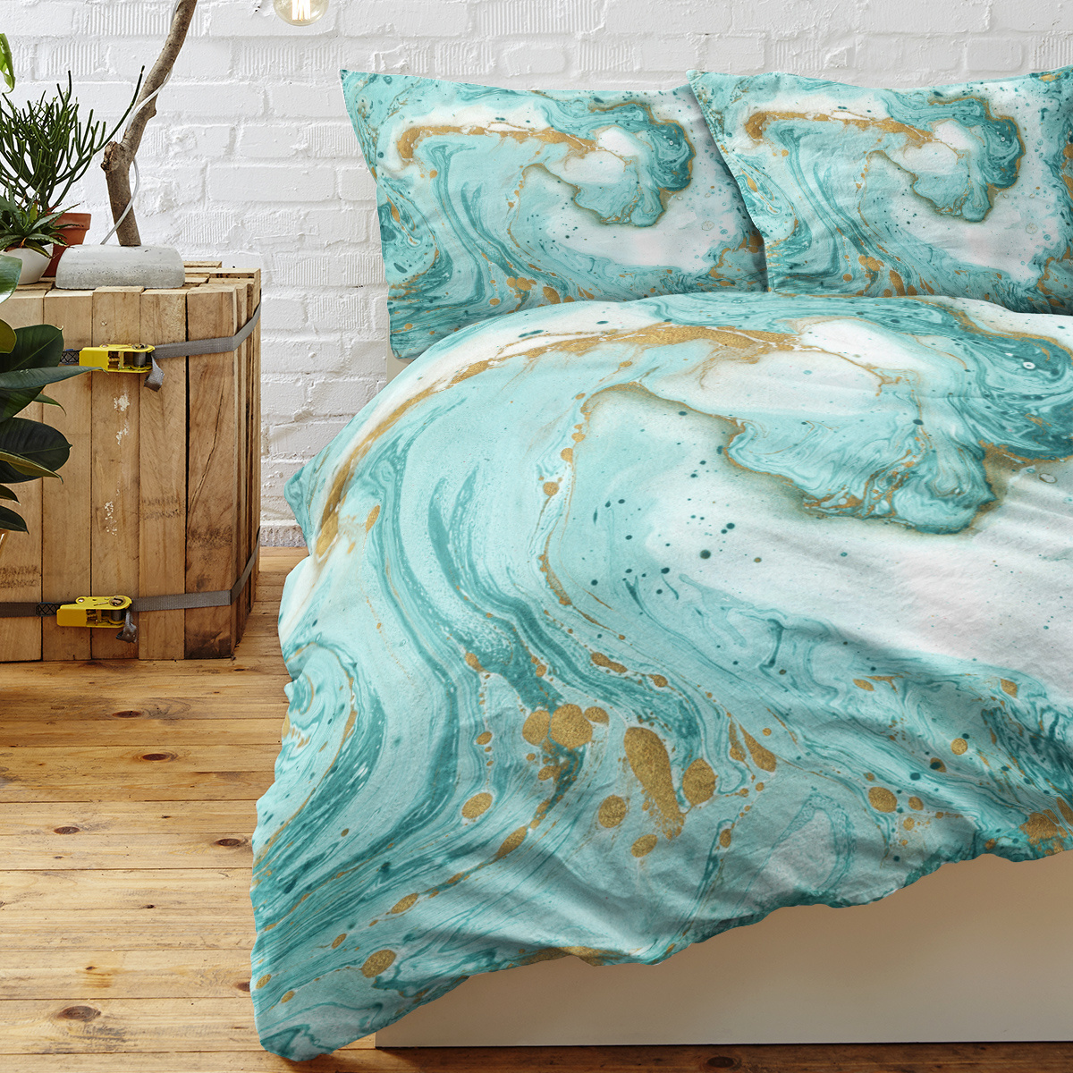 Chic Girly Marble Duvet Cover Mint Gold Glitter Turquoise Bedding Comforter Set Abstract Aqua Teel Blue Duvet Cover - Image 3